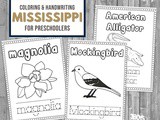 Mississippi Coloring and Handwriting Worksheets