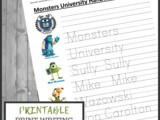 Monsters University Print Writing Practice
