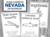 Nevada Coloring and Handwriting Worksheets