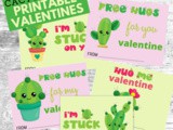 Printable Cactus Valentine Cards for Kids