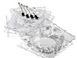 Save Over 80% off Godinger Set of 4 Lead Crystal Dessert Plates with Forks