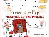 Three Little Pigs Preschool Cutting Practice