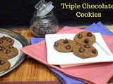 Eggless Triple Chocolate Chip Cookies