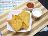 Tortilla Chips with Tomato Salsa Sauce and Cheese Dip