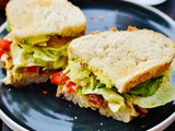Avocado Hummus Sandwich Recipe | Hummus Veg Sandwich Recipe
