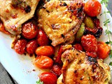 Cast Iron Pan Roasted Chicken Thighs with Roasted Tomatoes