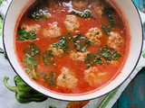 Italian Meatball Soup in Tomato Broth