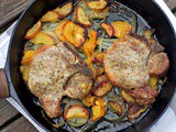 Oven Fried Pork Chops with Peaches
