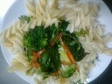 Basil flavored broccoli with pasta