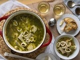Calamari & Artichoke Soup with Garlic Crostini