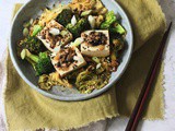 Braised Black Bean Stuffed Tofu with Cabbage and Broccoli
