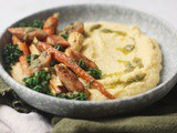 Vegan Sausage and Roasted Vegetables with Creamy Polenta