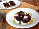 Roasted Beets with Homemade Ricotta, Crispy Bacon, and Basil