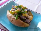 Baked potatoes with mushrooms, sweet corn and egg free mayonnaise (veganaise)  – Vegan