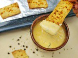 Baked Fennel (Saunf) Crisps with easy 5 minute Cheese Sauce