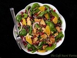 Baby Spinach Salad w/ Dates, Almonds, Oranges & Pomegranate