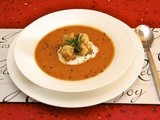 Roasted Tomato & Potato Soup w/ Herbes de Provencew/ Buttered Rosemary Croutons
