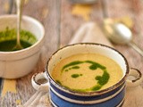 Baked potato soup with chive oil
