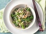 Broccoli, almond and buckwheat noodle salad