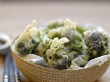Broccoli tempura with soy and ginger dipping sauce