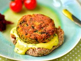 Carrot, courgette and halloumi burgers with chive aoili