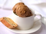 Coffee ice cream with pecan biscotti