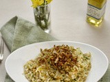 Flageolet bean and crispy leek risotto with truffle oil