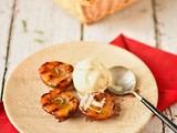 Griddled plums with thyme, orange and vanilla ice cream