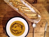 Moroccan butternut and lentil soup with sweet chermoula oil