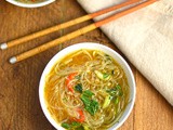 Noodle soup with pak choi and lemongrass