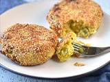 Sesame crusted cabbage and potato cakes