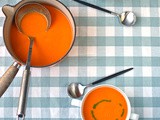 Slow roast tomato soup with basil oil