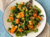 Warm salad of butternut squash, chickpea and kale