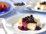 Baked Cheese Blintzes with Fresh Blueberry Sauce