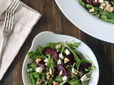 Roasted Beets and Arugula Salad with Goat Cheese and Hazelnuts