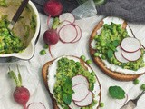 Farmers Feast 02: a Promise of Picnics [Toasted Rye w Labneh, Fava/Sweet Pea/Mizuna Spread + Cold Avocado & Cucumber Soup]
