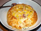 Corn Chowder That's Trimmed of Some Calories & Served in a Whole Wheat and Rye Bread Boule