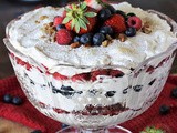 Triple Berry Punch Bowl Cake (Beautiful Red, White, & Blue No-Bake Dessert!)