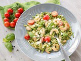 Pesto Zucchini Noodles with Shrimps and Feta