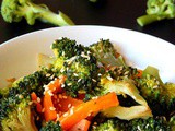 Broccoli and carrot stir fry with toasted sesame seeds