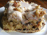 Butter pecan chocolate chip cake with nutmeg frosting
