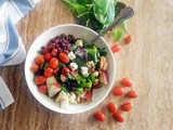 Adzuki Beans Salad with Greens, Cherry Tomatoes, Pears and Cheese