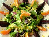 Πράσινη σαλάτα με παντζάρι κ πορτοκάλι-Green beet orange salad