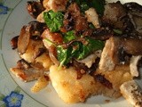 Chicken and Mushrooms over Sauteed Polenta