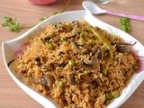 Mushroom Peas Pulao | Lunch Box Recipes
