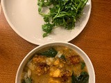 Hearty Fava and Kale Soup with Polenta Croutons (Instant Pot)