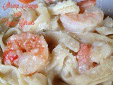 Shrimp Scampi with Lemon-pepper Fettuccine and Tipsy Carrot Coins