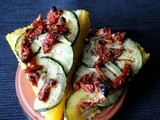 Goat cheese & Grilled Zucchini Topped Polenta