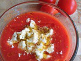 Zoete gazpacho van cherrytomaten met feta