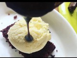 Homemade Custard Powder Ice Cream with Homemade Chocolate Cake & Chocolate Sauce